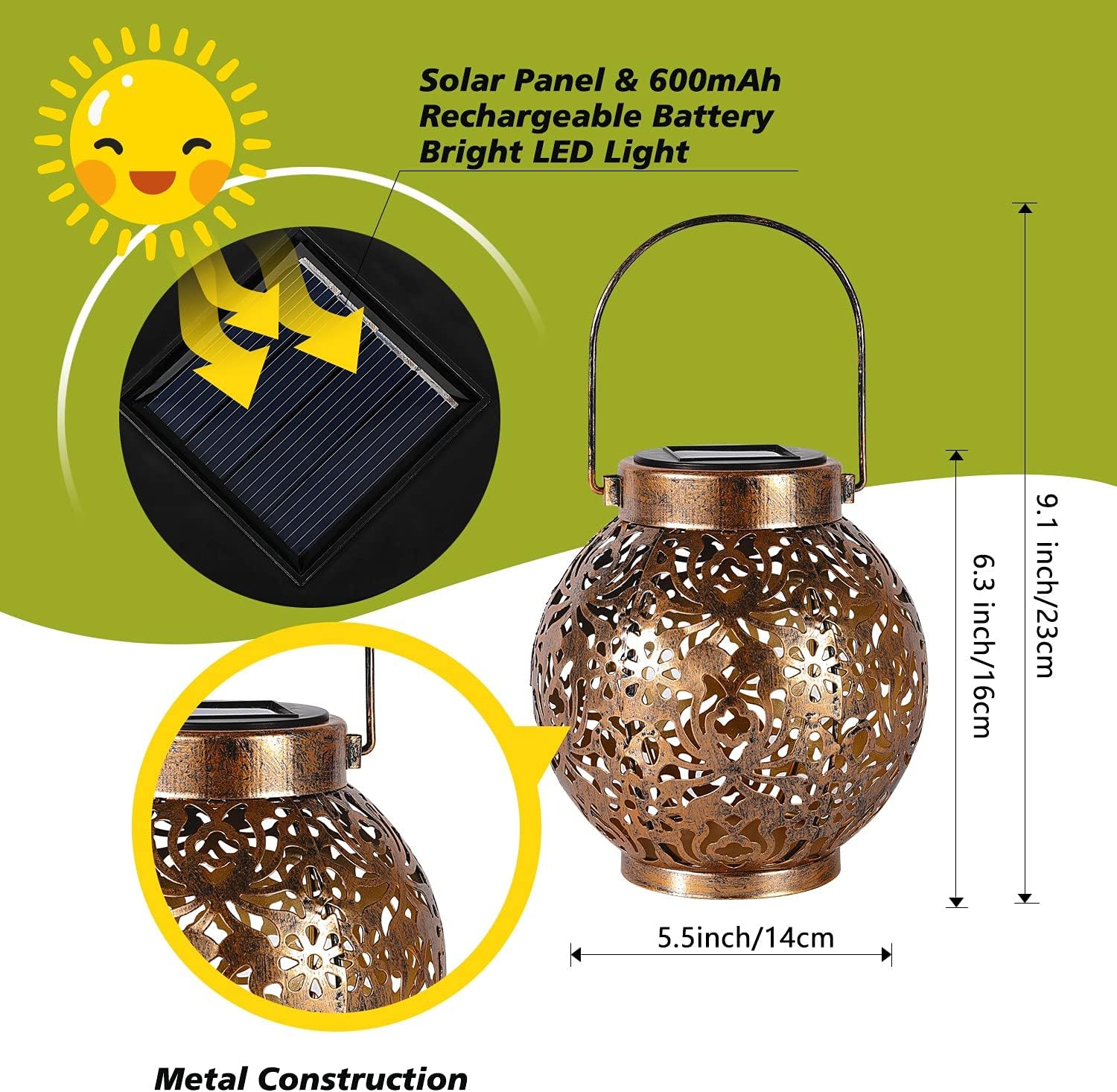 1-6PCS Moroccan Solar Lanterns - Smart Garden Light 评论和价格